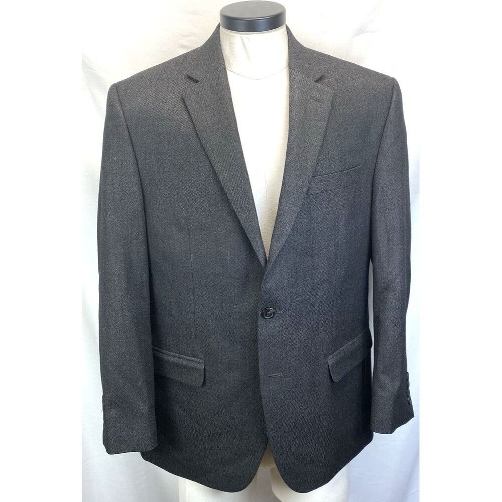 Chaps Men's 42R Blazer-Suit Jacket Gray Lined Sport Coat Polyester/Rayon
